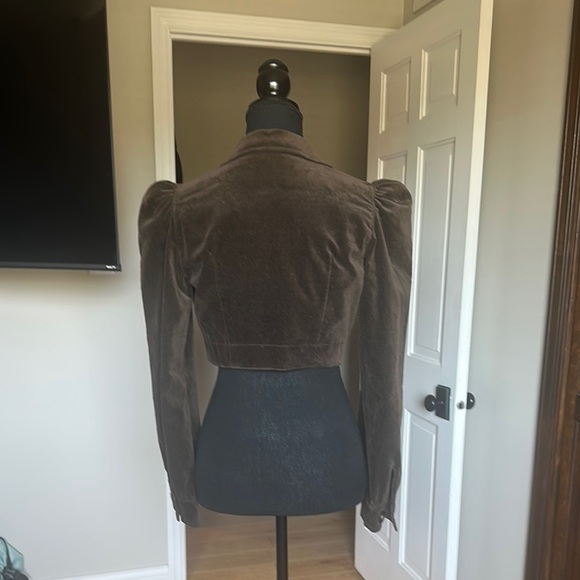 Zara Chocolate Velvet Cropped Blazer - Picture 3 of 5
